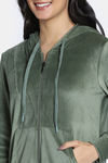 Zivame Knit Poly Velour Jacket - Bronze Green — thumbnail 5